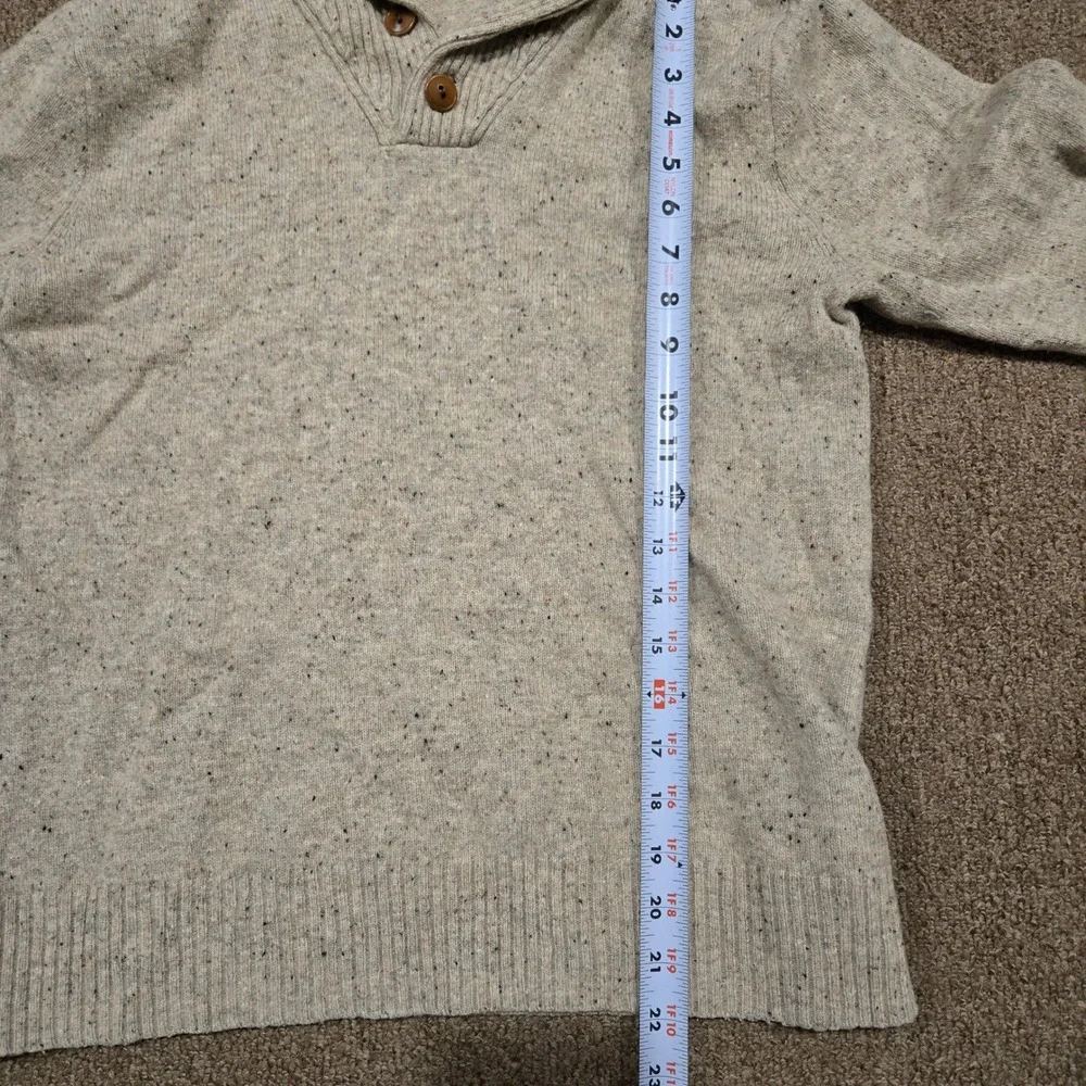 J.Crew Sweater Mens Medium Beige Merino Wool Donegal Shawl‎ Neck Pullover Knit